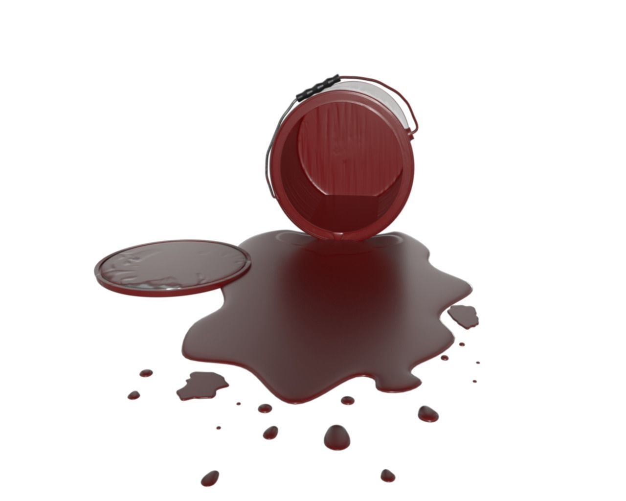 Spilled Paint Can in Four color textures 3D model_7