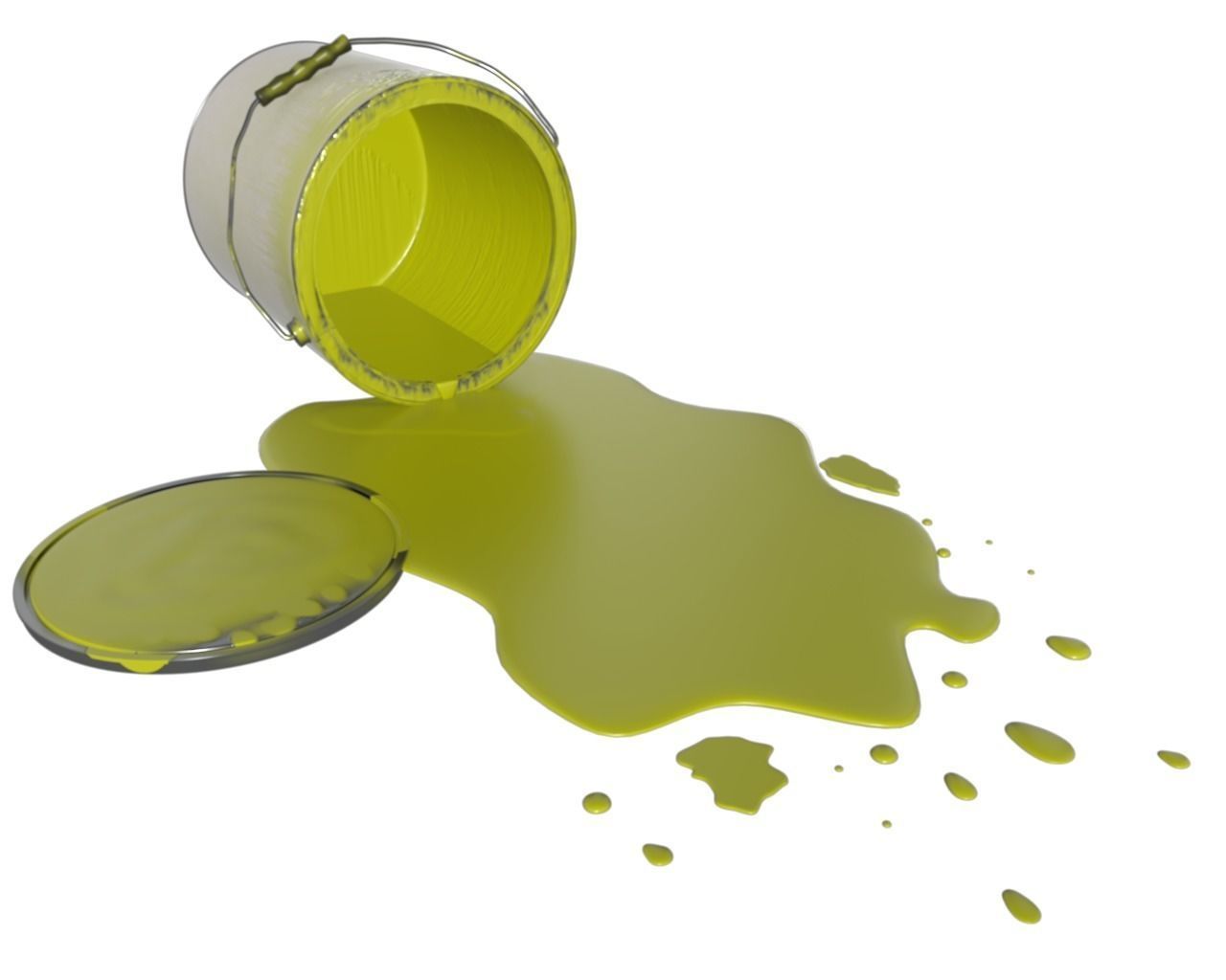 Spilled Paint Can in Four color textures 3D model_3
