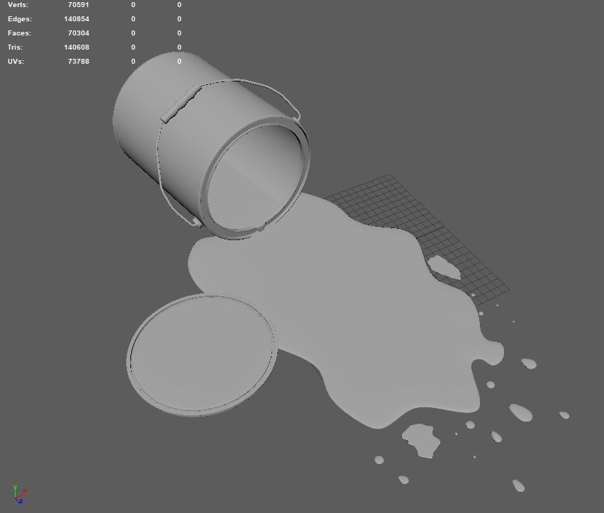 Spilled Paint Can in Four color textures 3D model_14