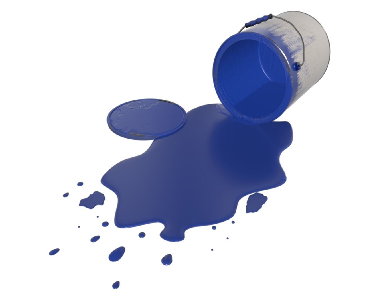 Spilled Paint Can in Four color textures 3D model_1