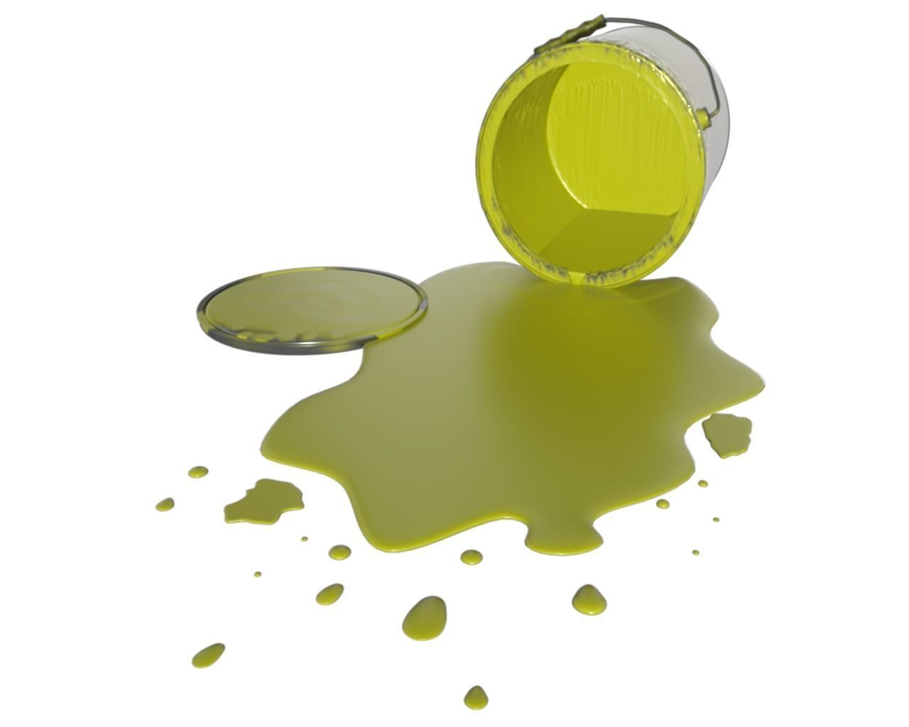 Spilled Paint Can in Four color textures 3D model_8