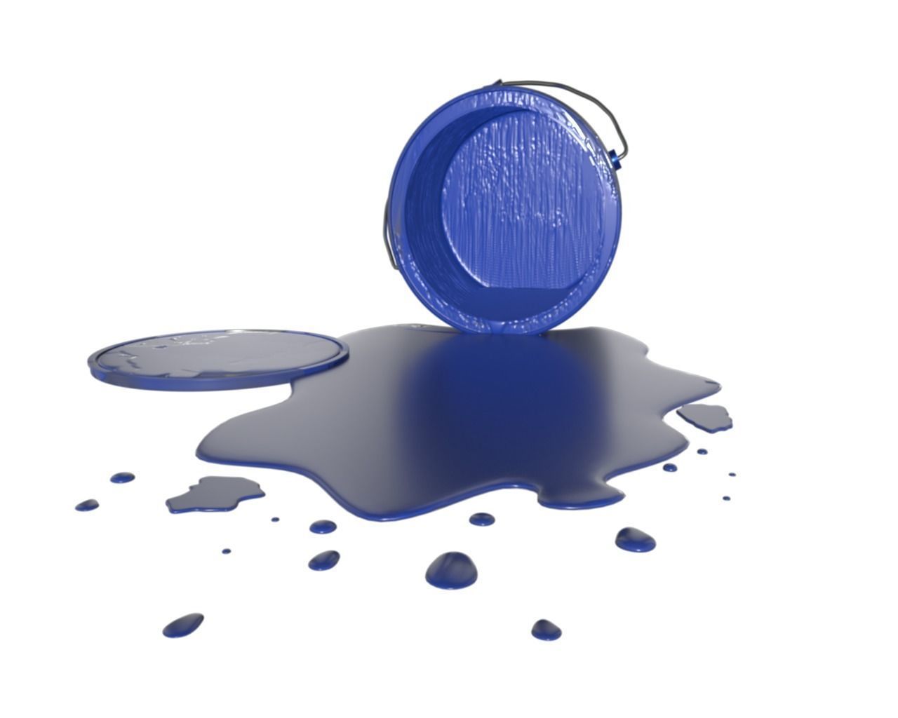 Spilled Paint Can in Four color textures 3D model_11