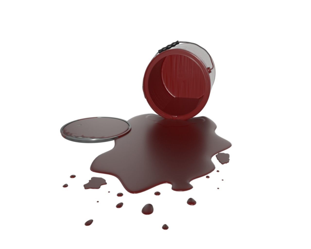 Spilled Paint Can in Four color textures 3D model_2