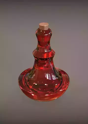 Parfume glass bottle with wooden base