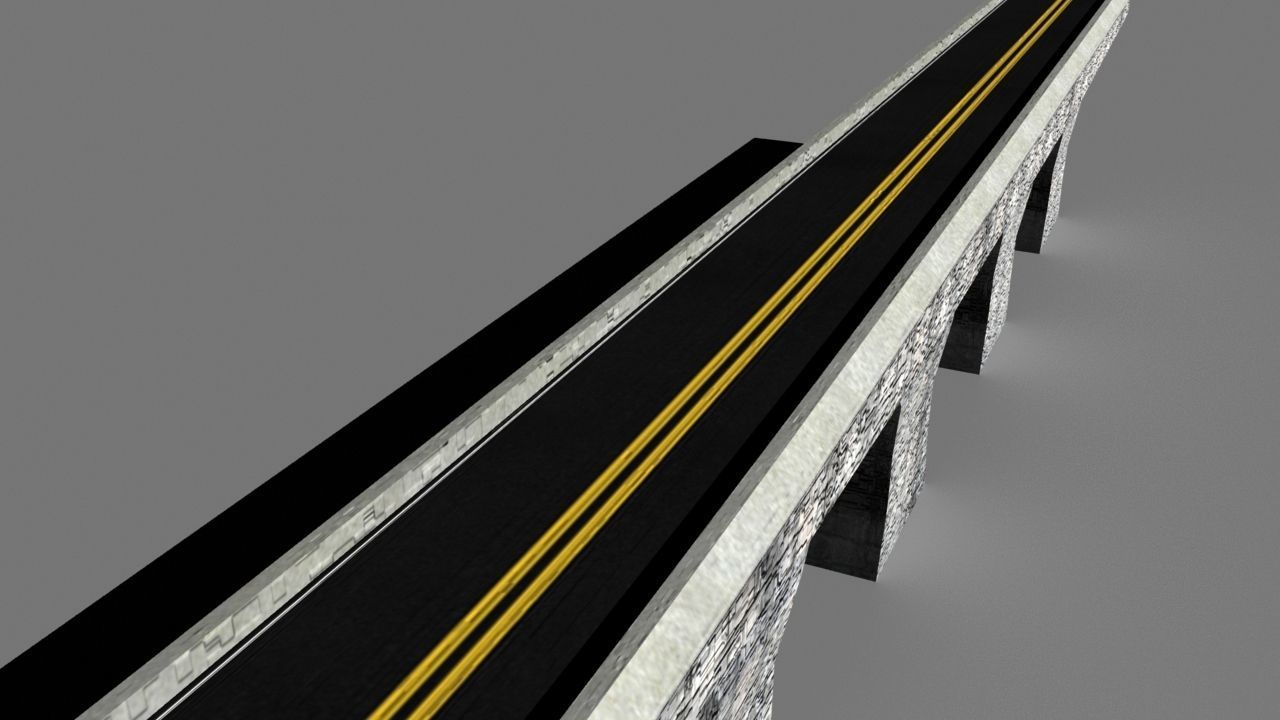 Low Poly Road Bridge Low-poly 3D model_6