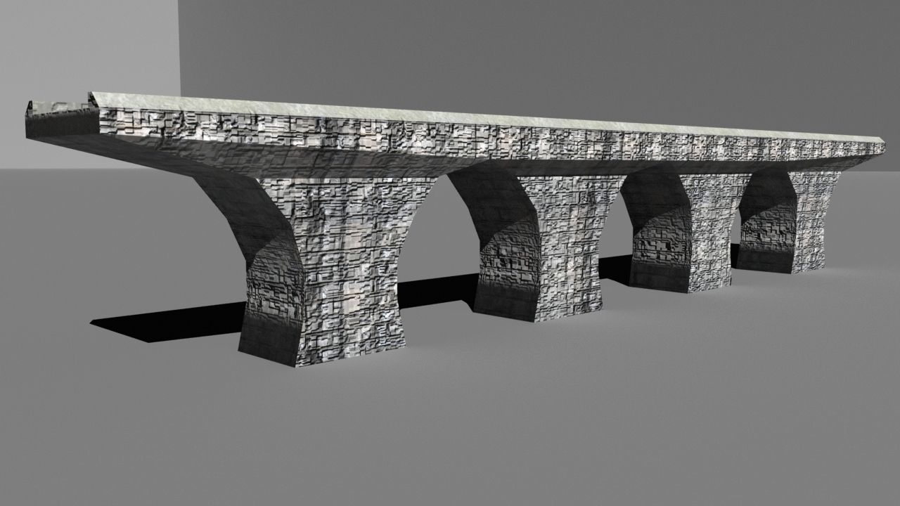 Low Poly Road Bridge Low-poly 3D model_4