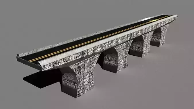 Low Poly Road Bridge Low-poly 3D model