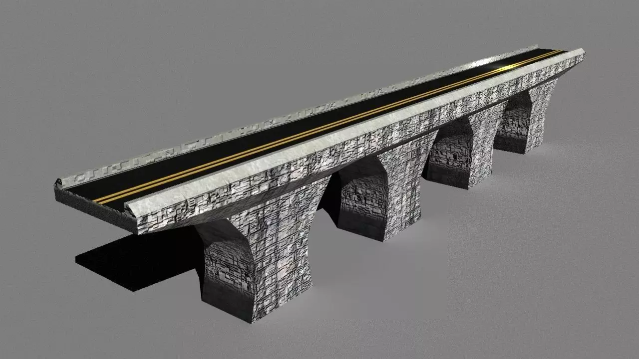 Low Poly Road Bridge Low-poly 3D model_0