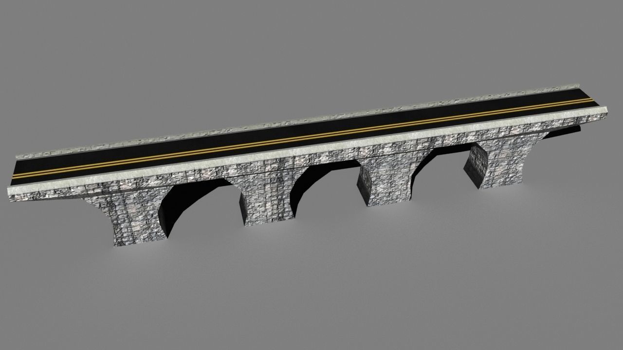 Low Poly Road Bridge Low-poly 3D model_2