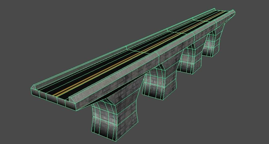 Low Poly Road Bridge Low-poly 3D model_9