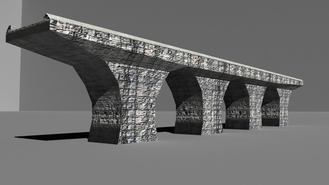 Low Poly Road Bridge Low-poly 3D model_3