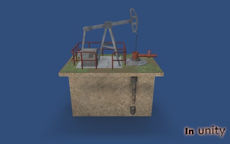 Animated Pumpjack AR VR Unity 3dsmax Low-poly 3D model_4
