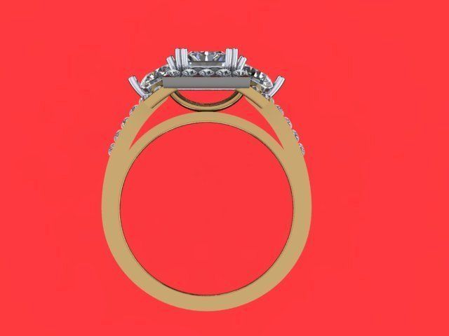 Ring  3 stone 2 tone  3D print model_4