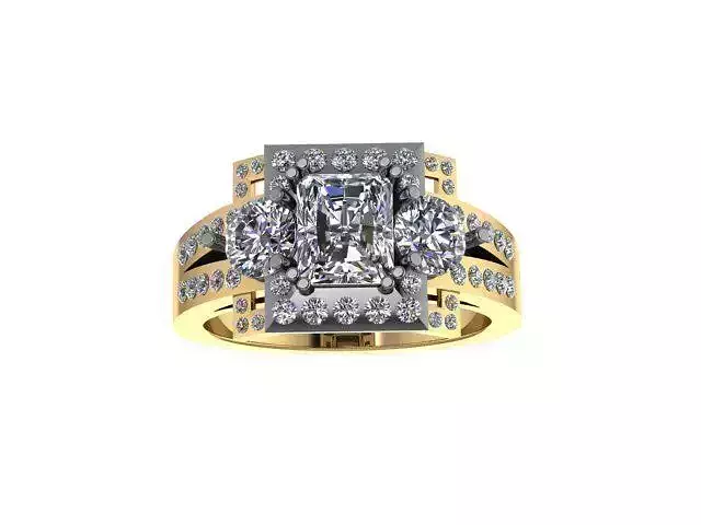 Ring  3 stone 2 tone 