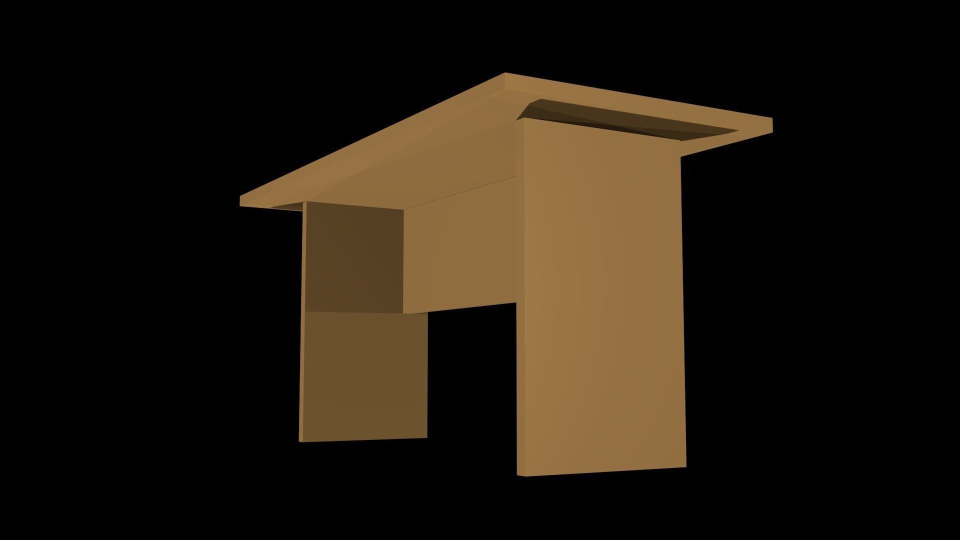 Low poly desk Low-poly 3D model_6