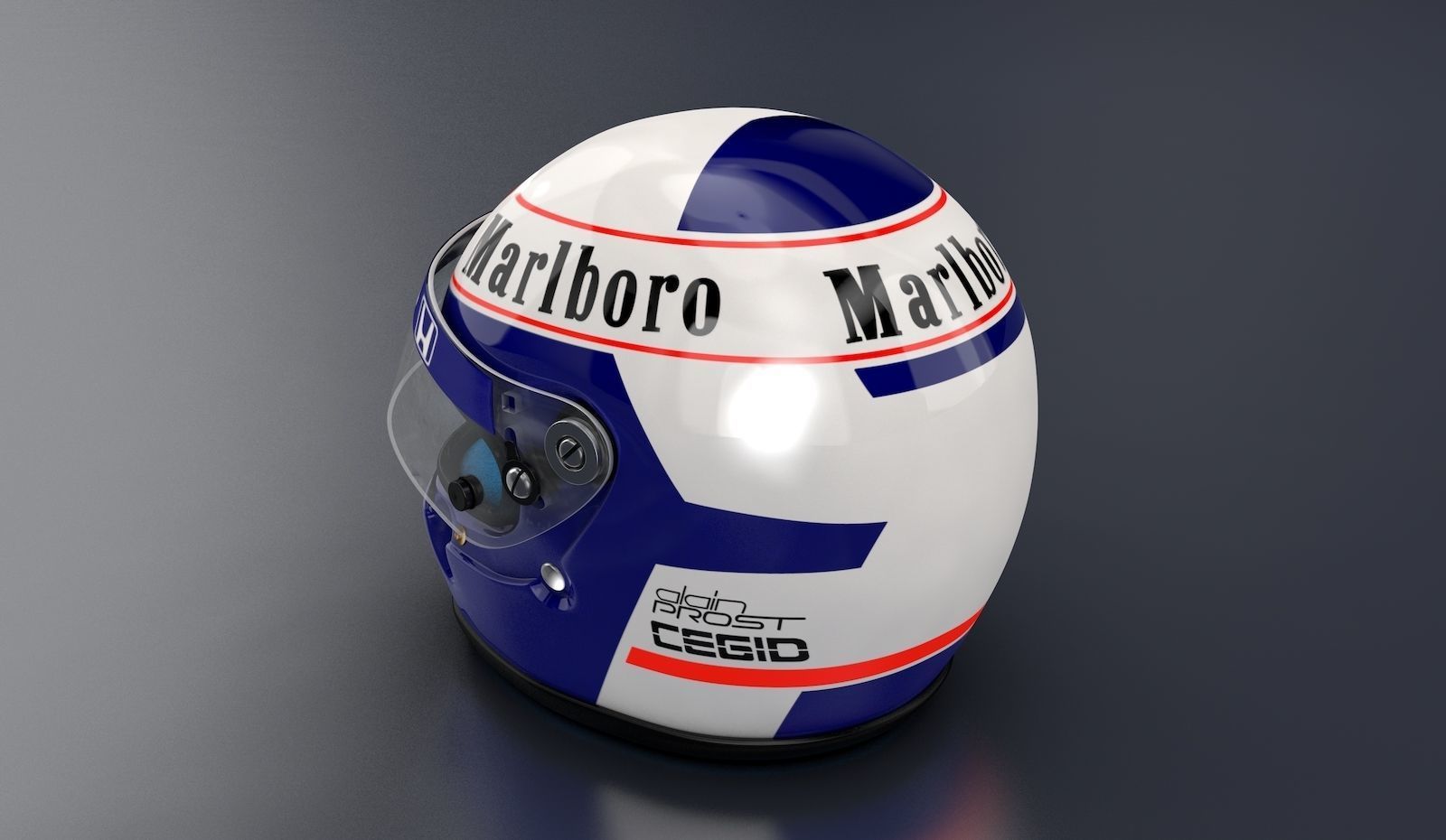 1989 Alain Prost race helmet 3D model 3D model_3