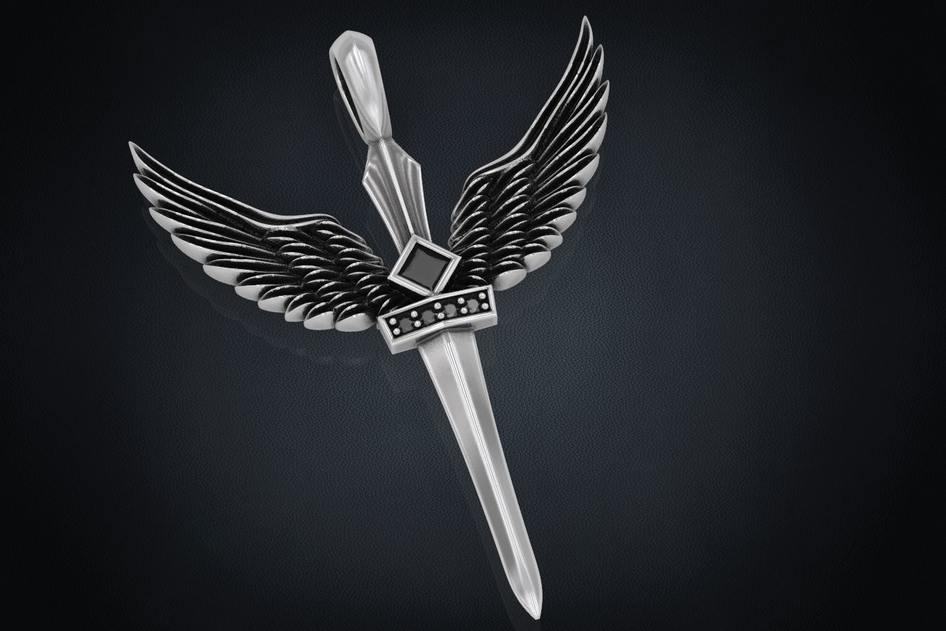 Pendant sword with wings 297 3D print model_8