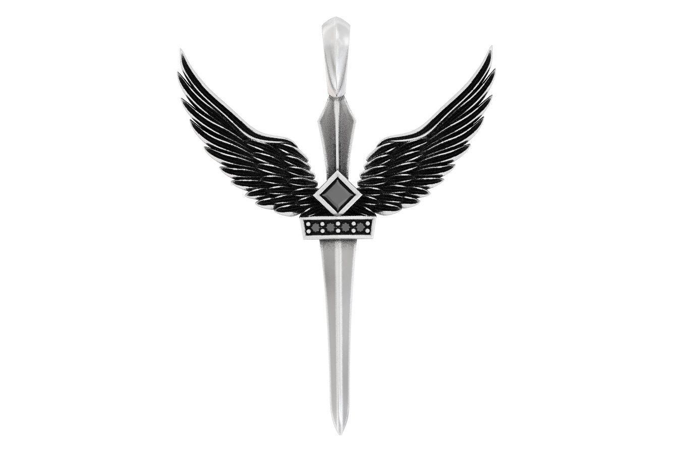 Pendant sword with wings 297 3D print model_16