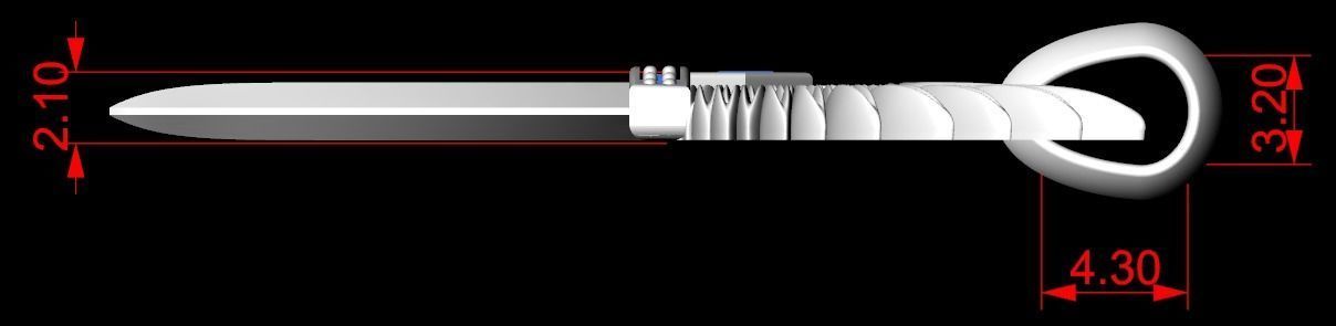 Pendant sword with wings 297 3D print model_26