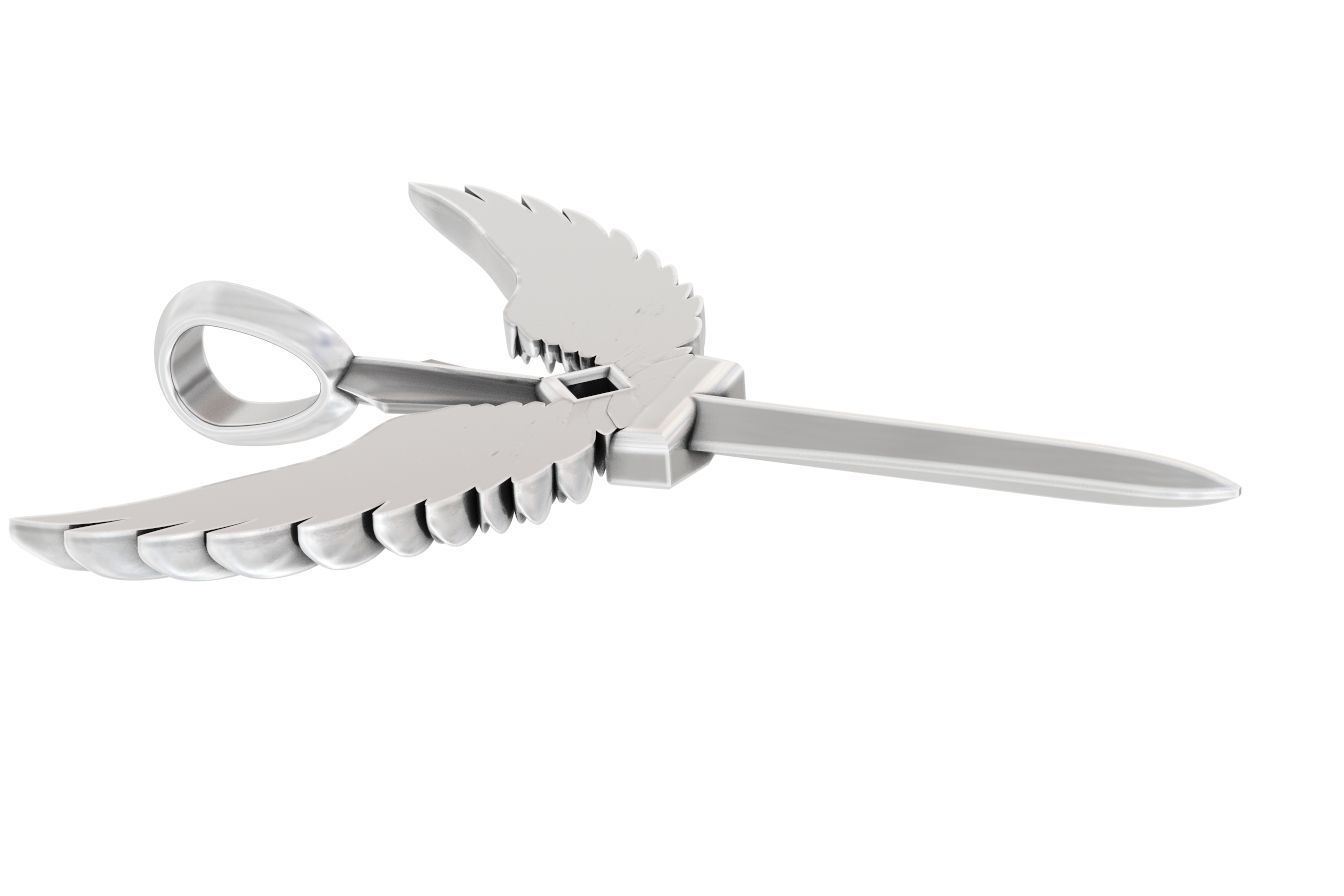 Pendant sword with wings 297 3D print model_18