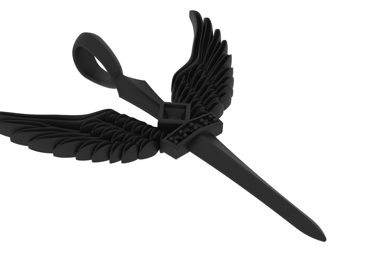 Pendant sword with wings 297 3D print model_22