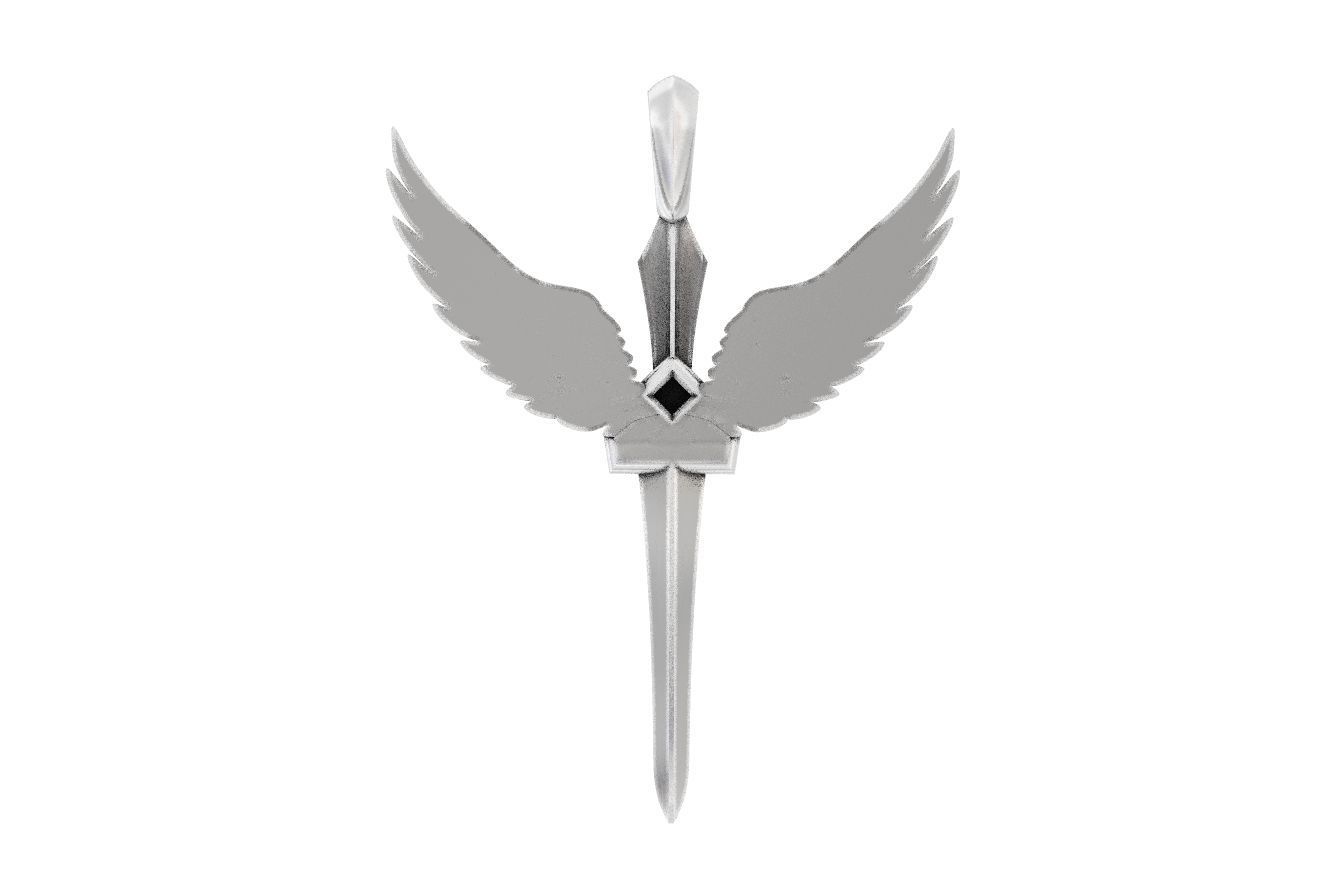 Pendant sword with wings 297 3D print model_19