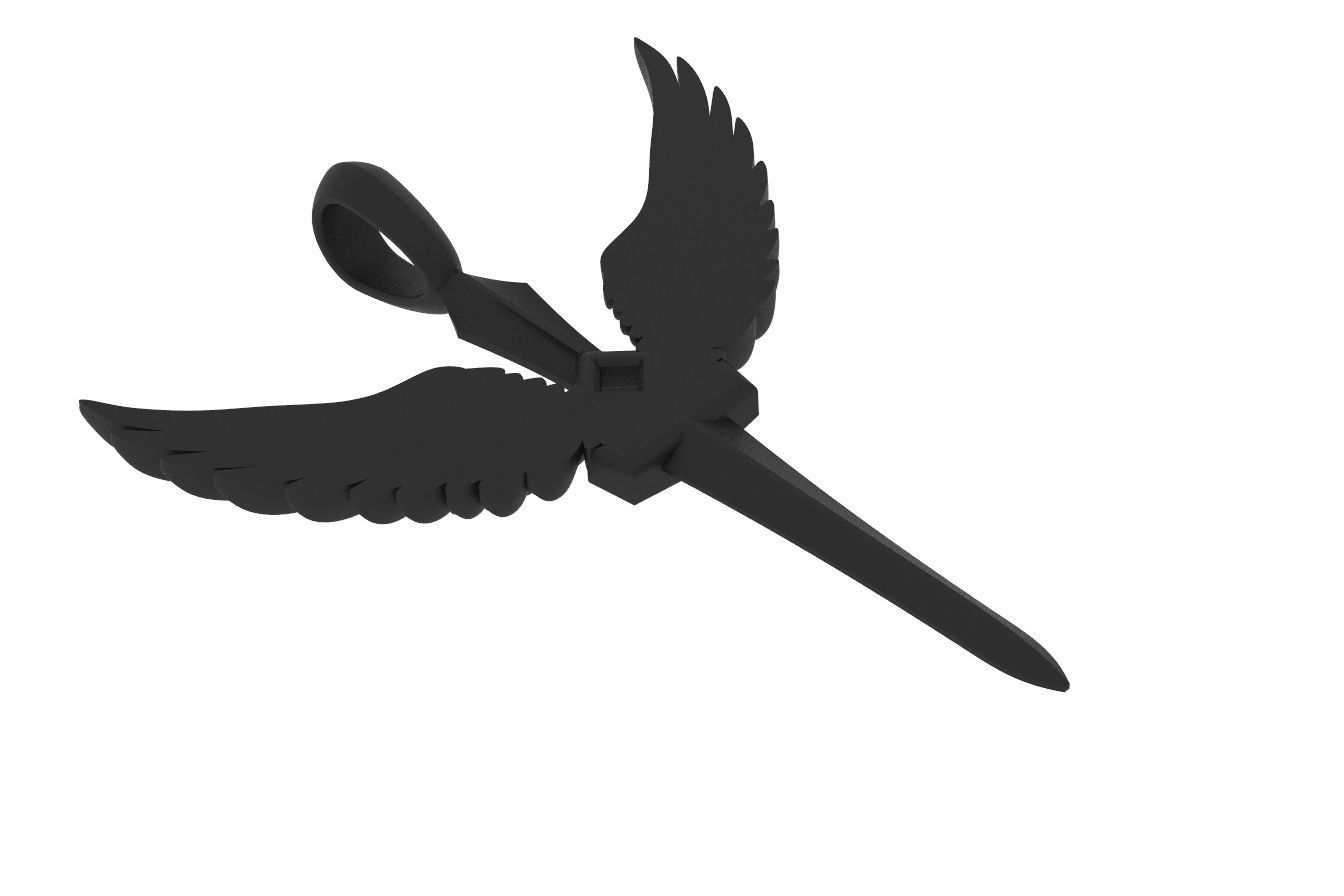 Pendant sword with wings 297 3D print model_23