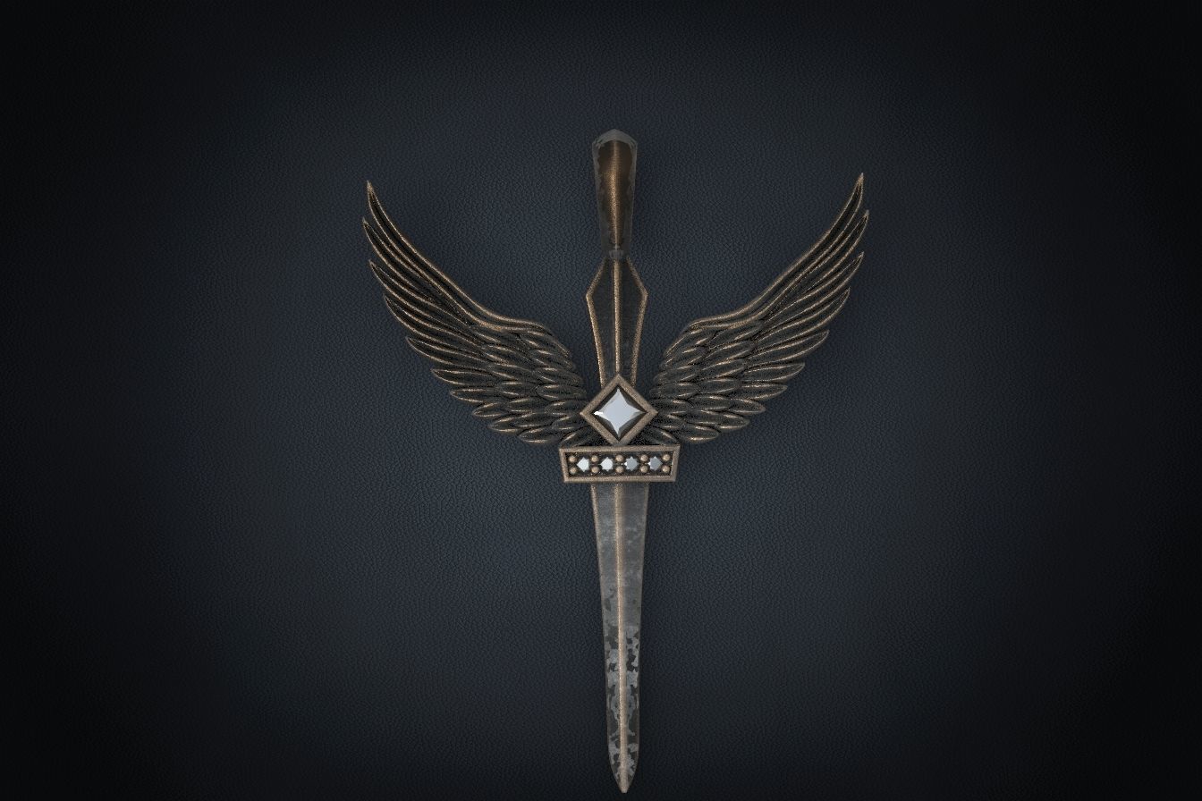 Pendant sword with wings 297 3D print model_15