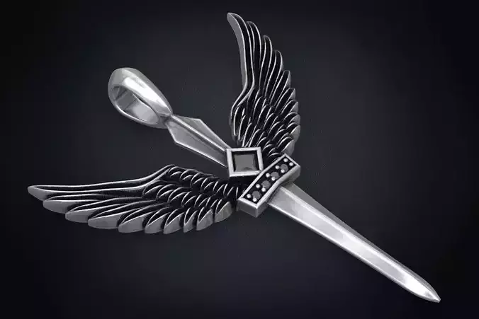 Pendant sword with wings 297 3D print model Pendant sword with wings 297 3D print model
