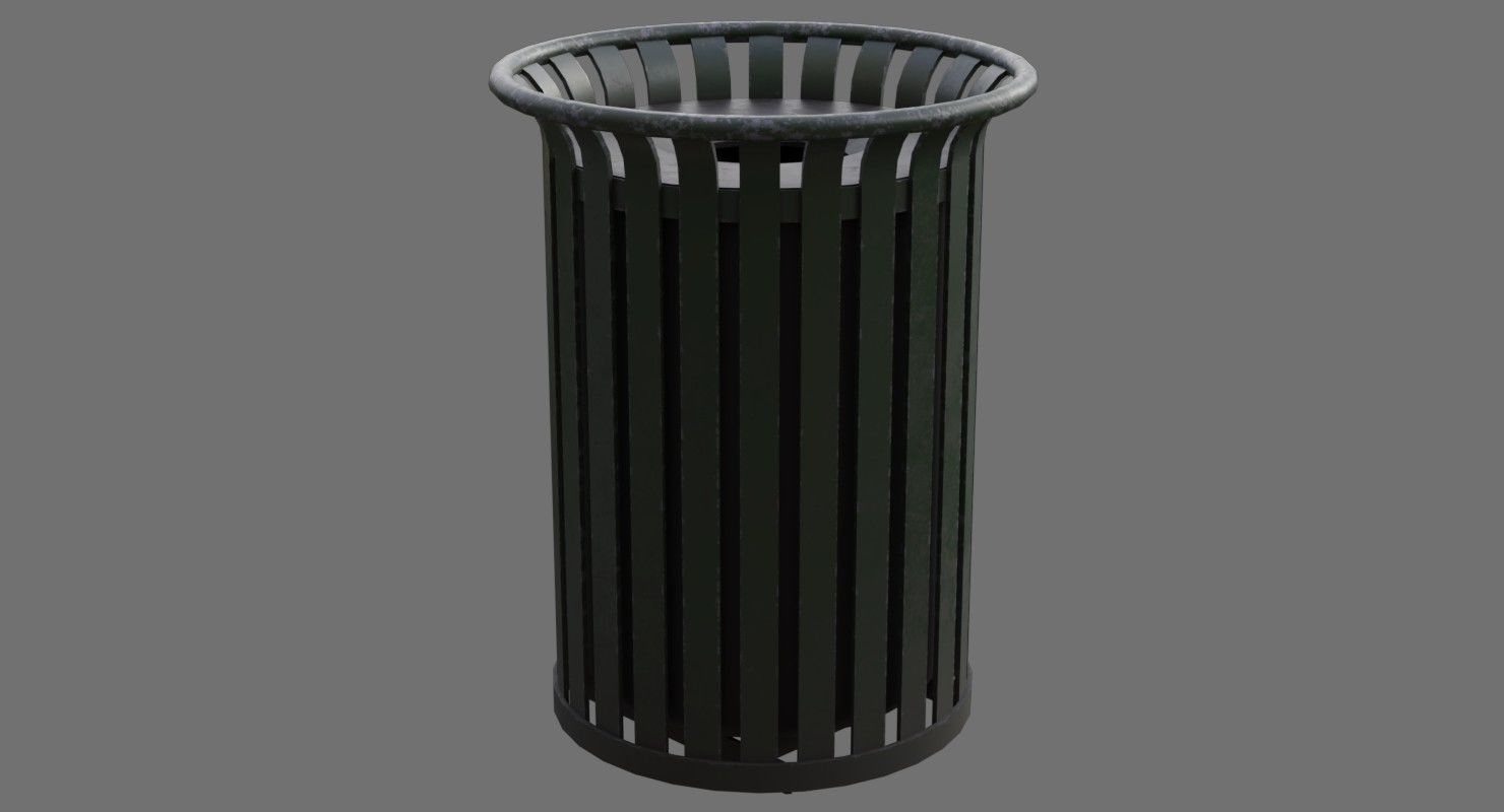 Dustbin 4B Low-poly 3D model_1