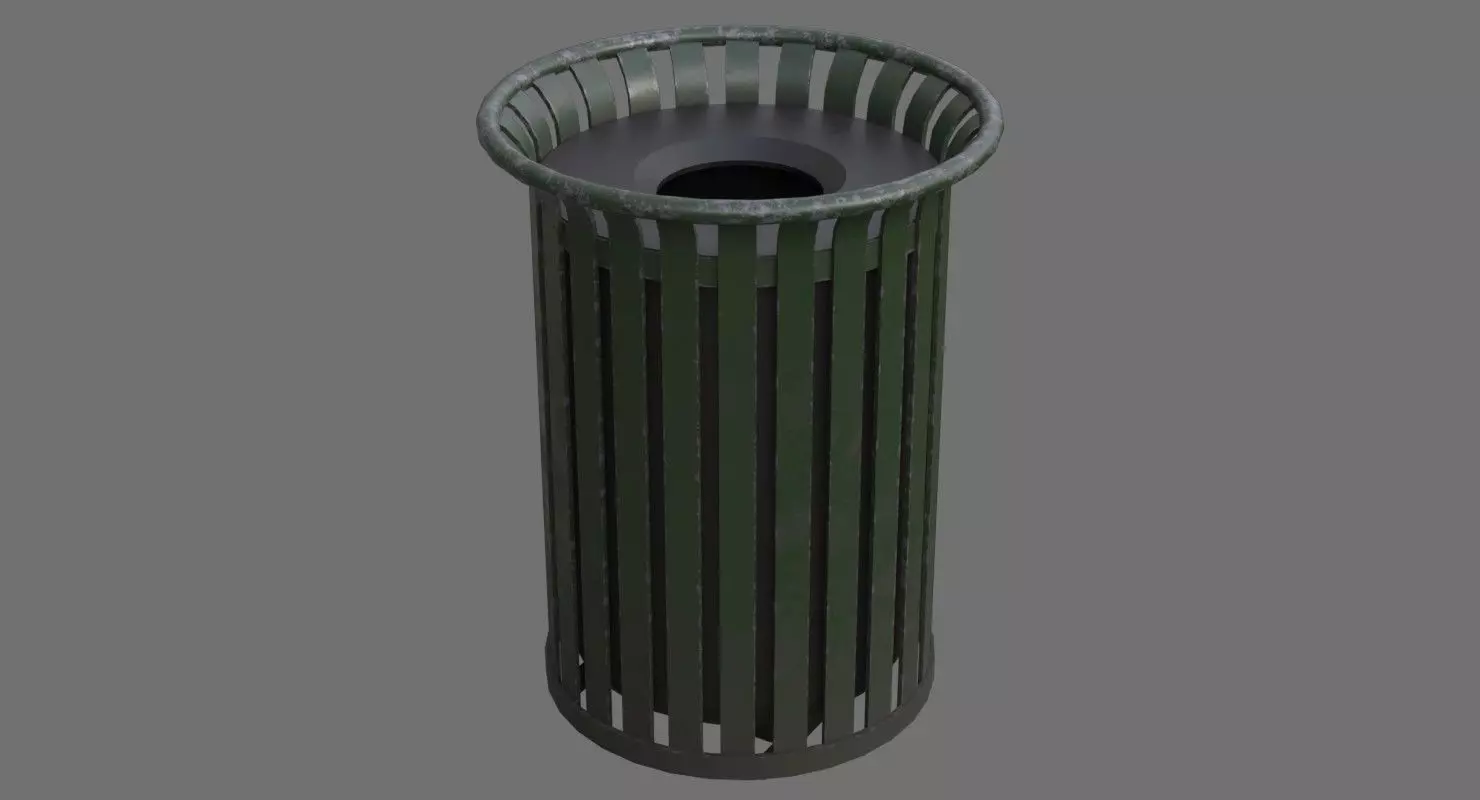 Dustbin 4B Low-poly 3D model_0