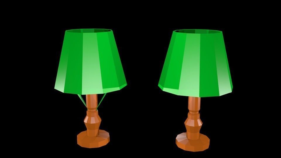 Low poly table lamps Low-poly 3D model_0