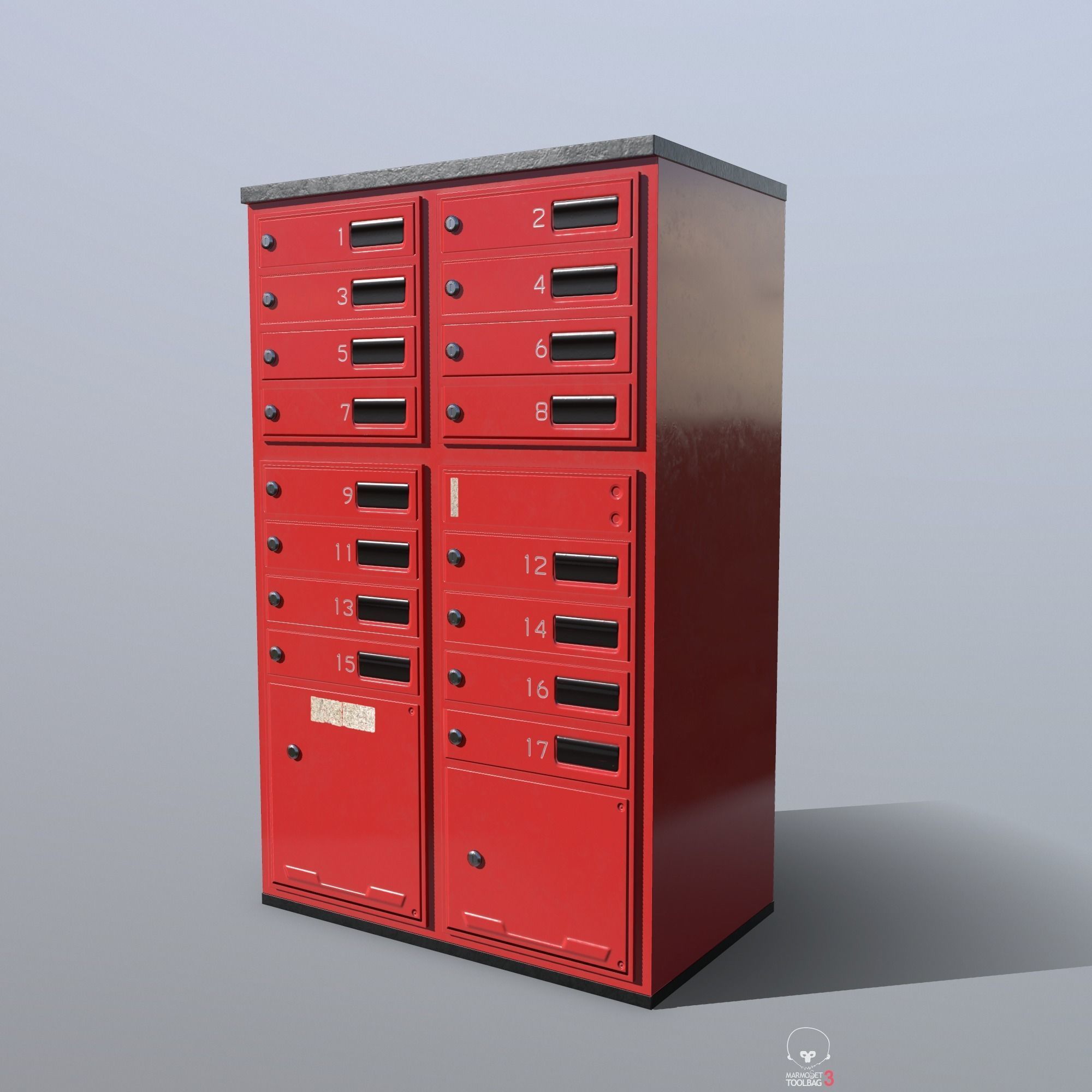 Old red Mailbox Low Poly PBR Low-poly 3D model_8