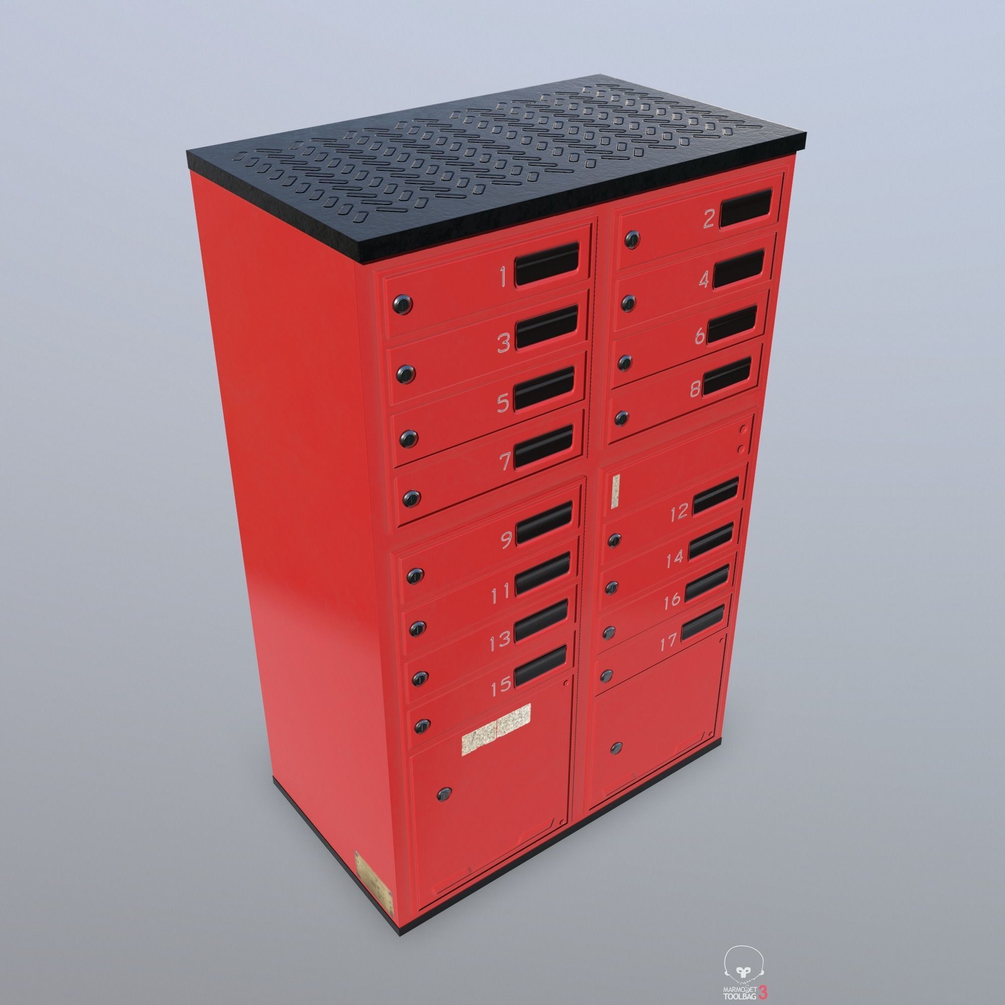 Old red Mailbox Low Poly PBR Low-poly 3D model_9