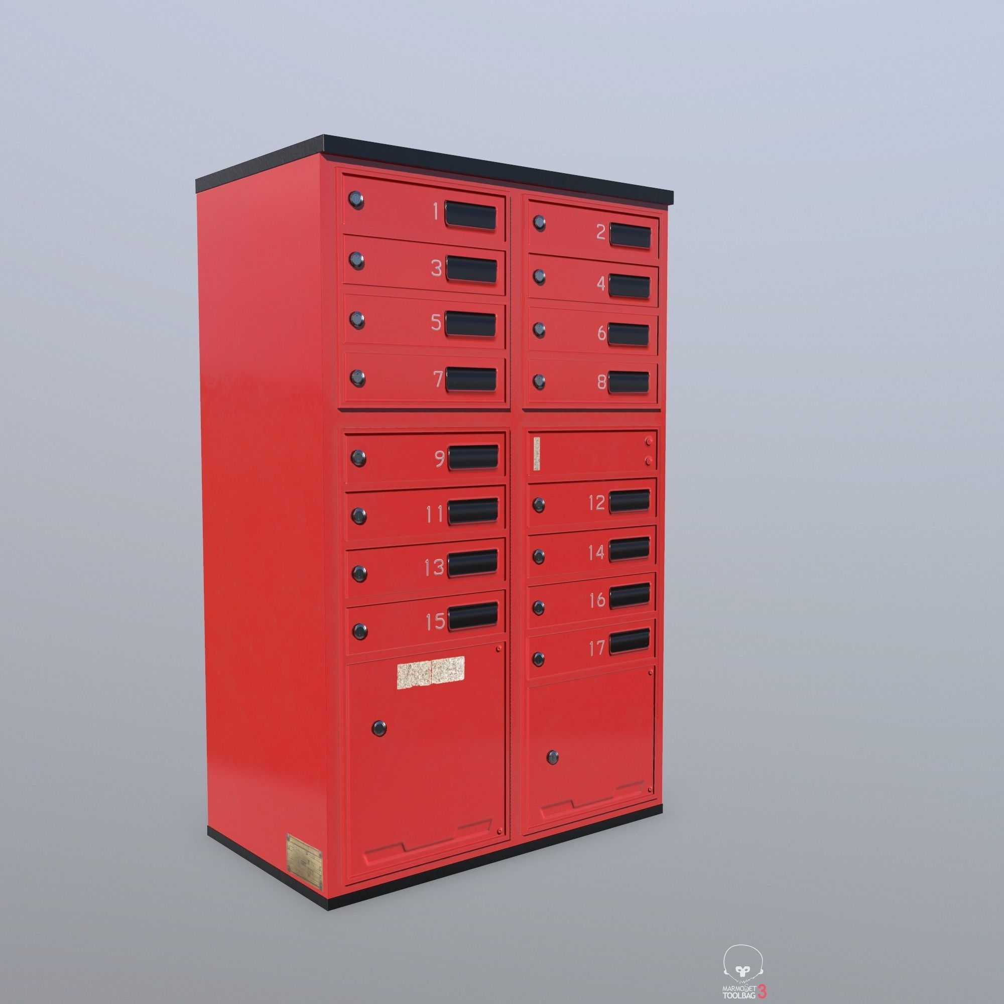 Old red Mailbox Low Poly PBR Low-poly 3D model_6