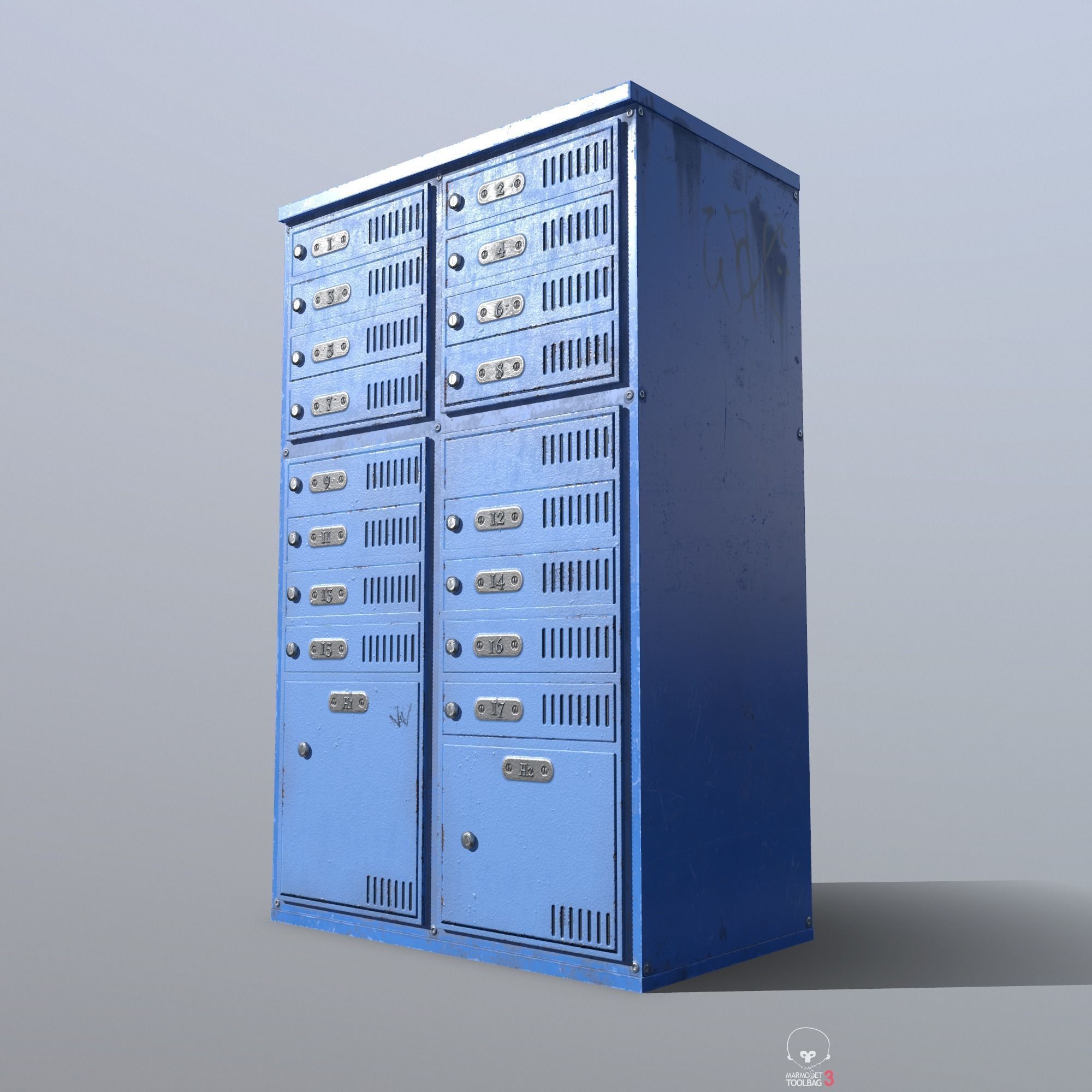 Old blue Mailbox Low Poly PBR Low-poly 3D model_5