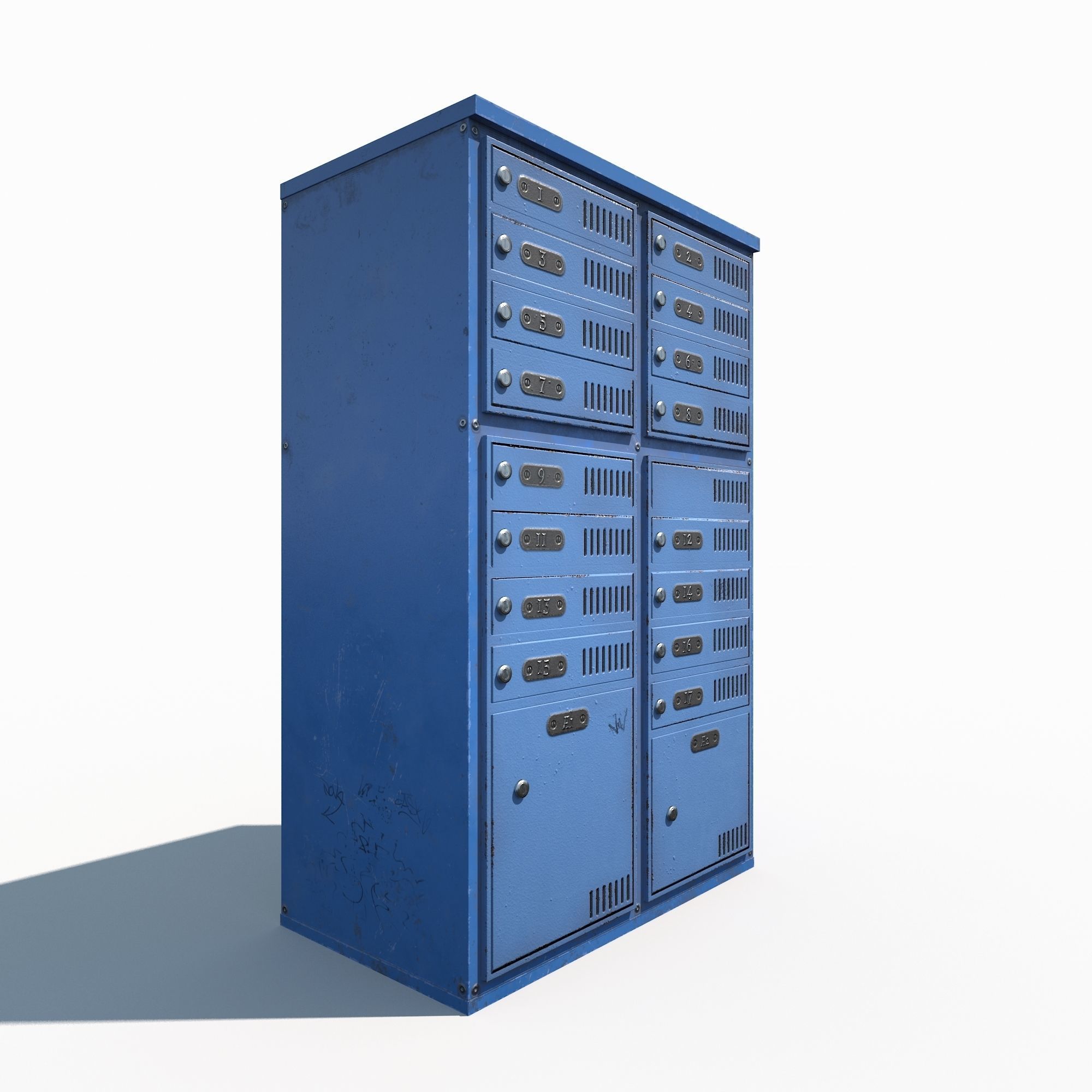 Old blue Mailbox Low Poly PBR Low-poly 3D model_1