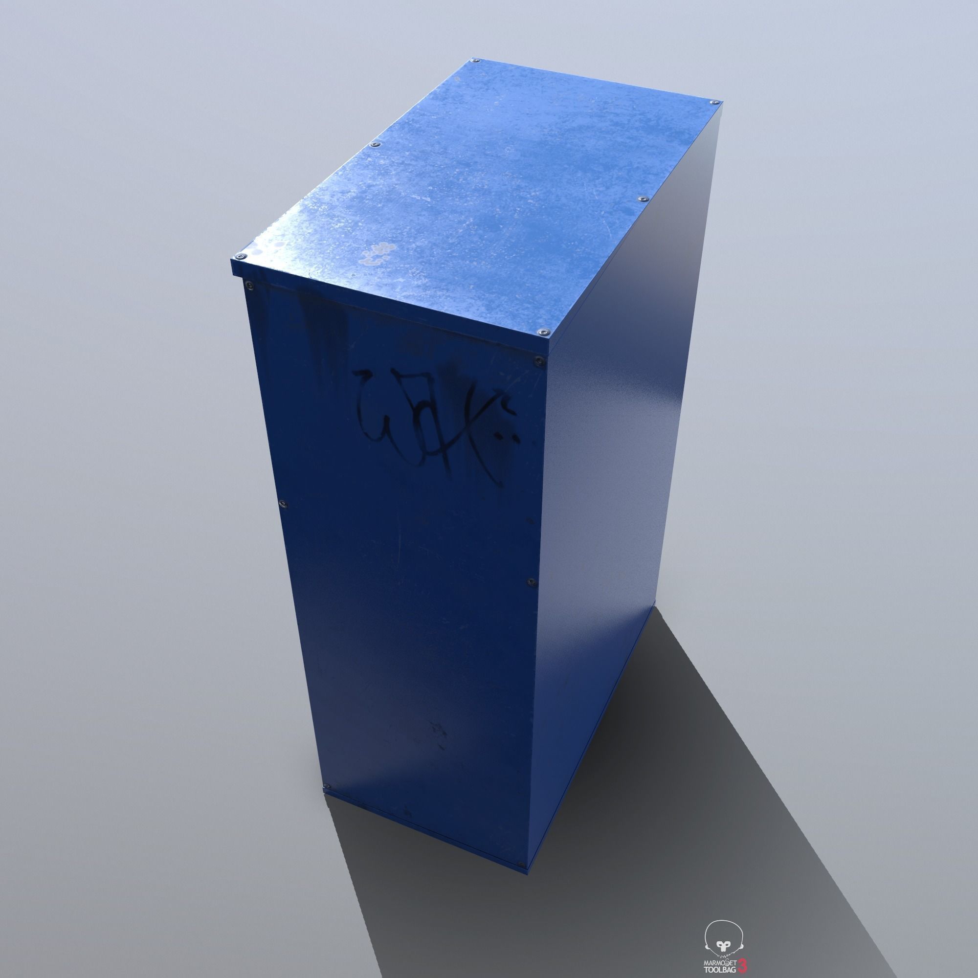 Old blue Mailbox Low Poly PBR Low-poly 3D model_6