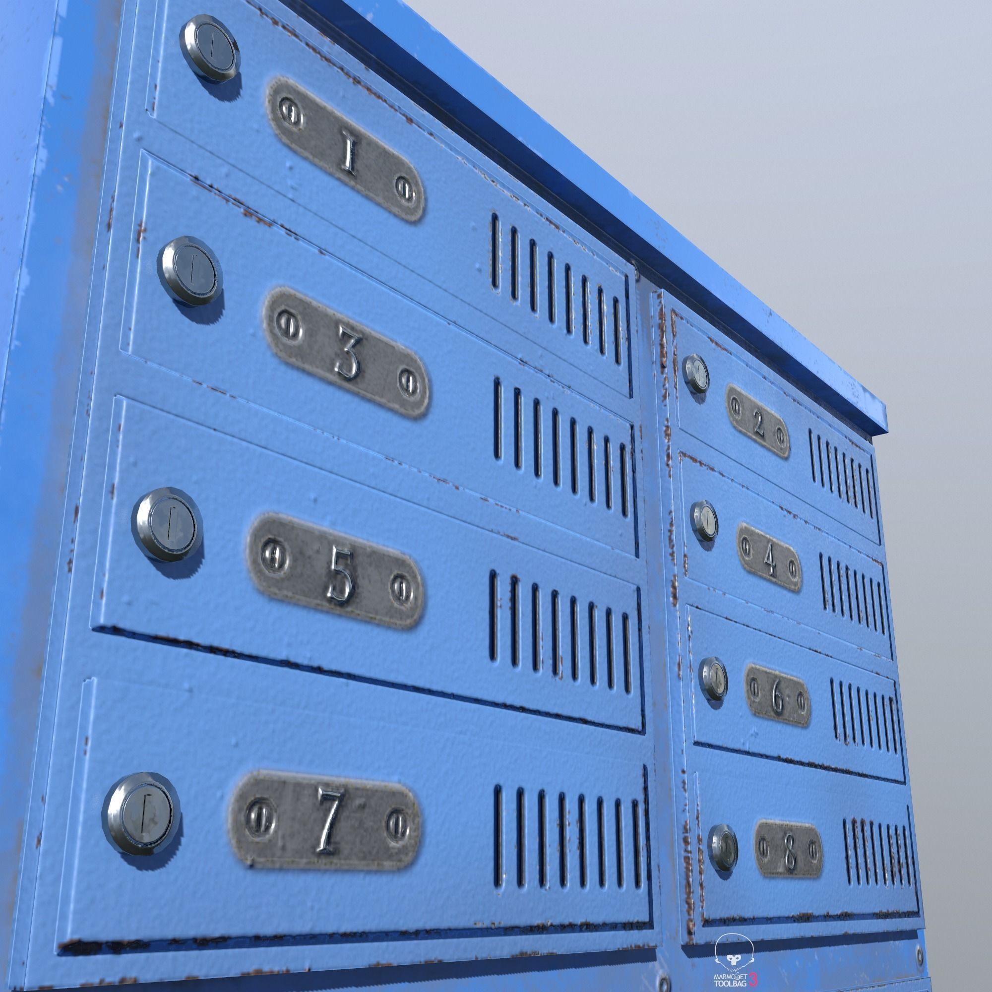 Old blue Mailbox Low Poly PBR Low-poly 3D model_8