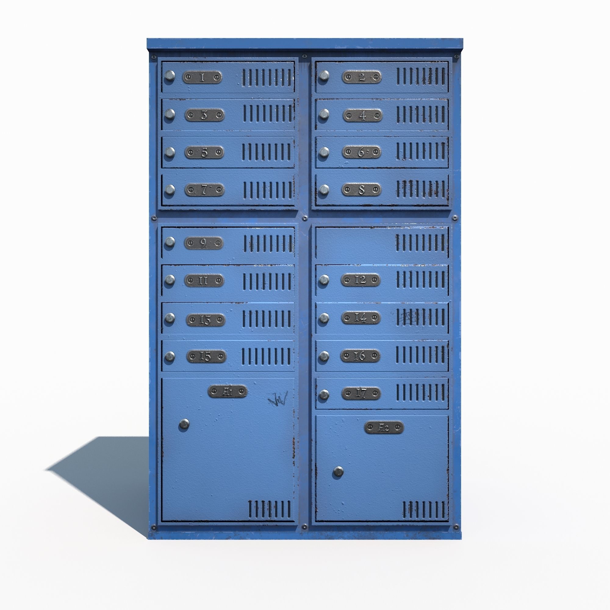 Old blue Mailbox Low Poly PBR Low-poly 3D model_3