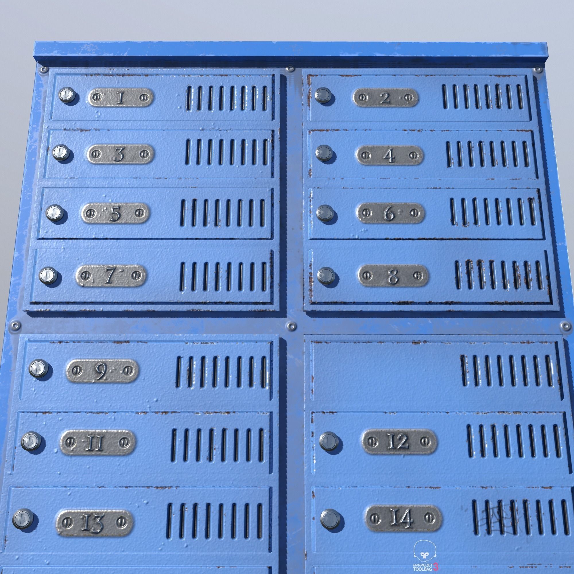 Old blue Mailbox Low Poly PBR Low-poly 3D model_7