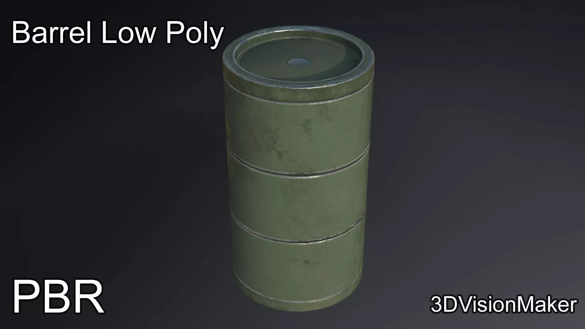 Barrel Low Poly - military look Low-poly 3D model_0