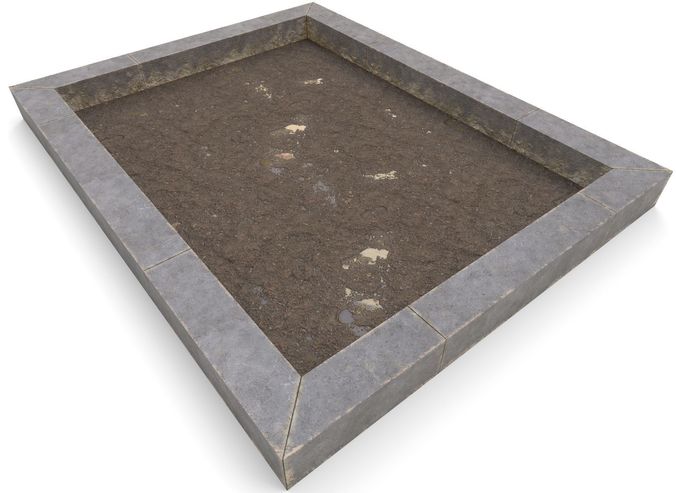 square garden in curb Low-poly 3D model