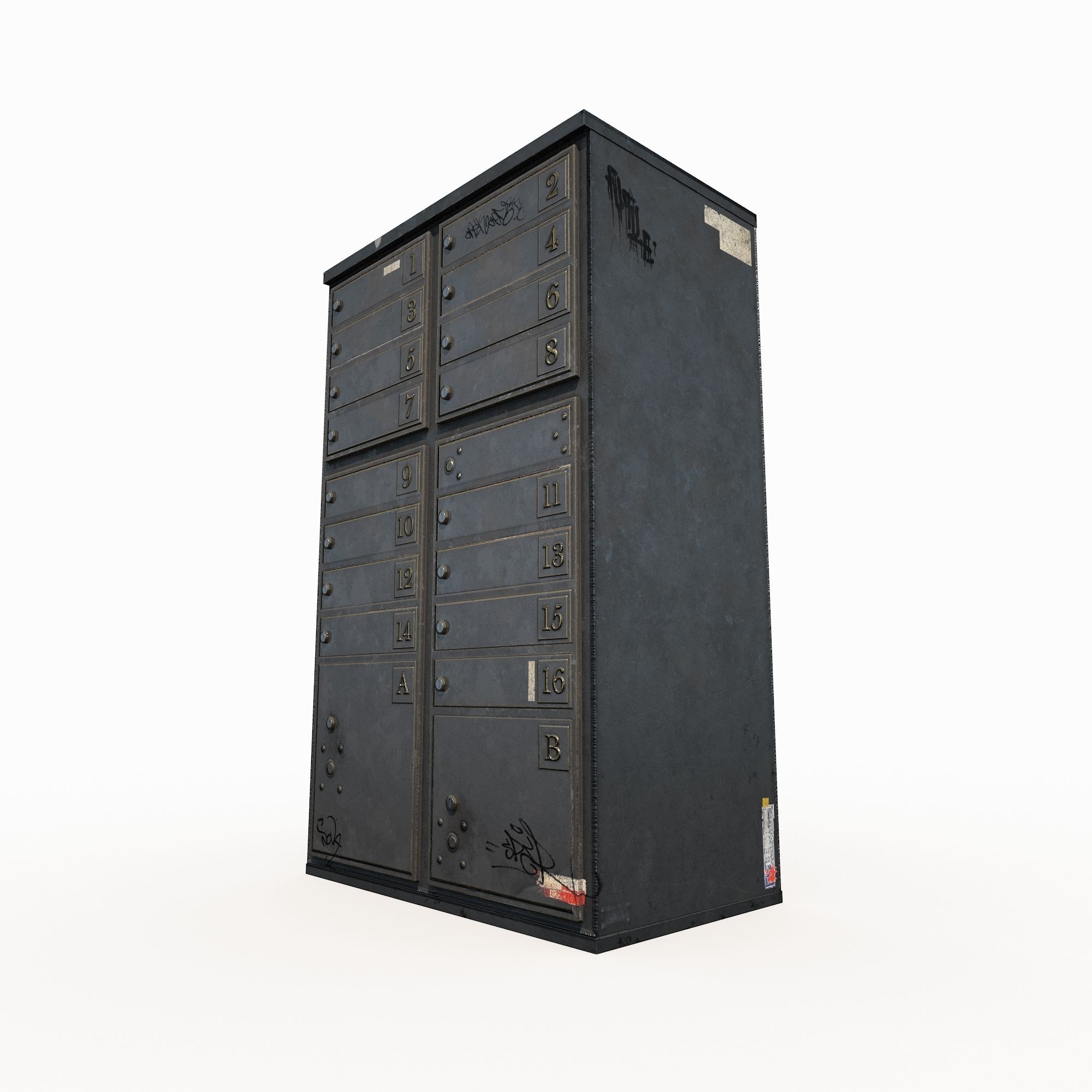 Old Mailbox Low Poly PBR Low-poly 3D model_2