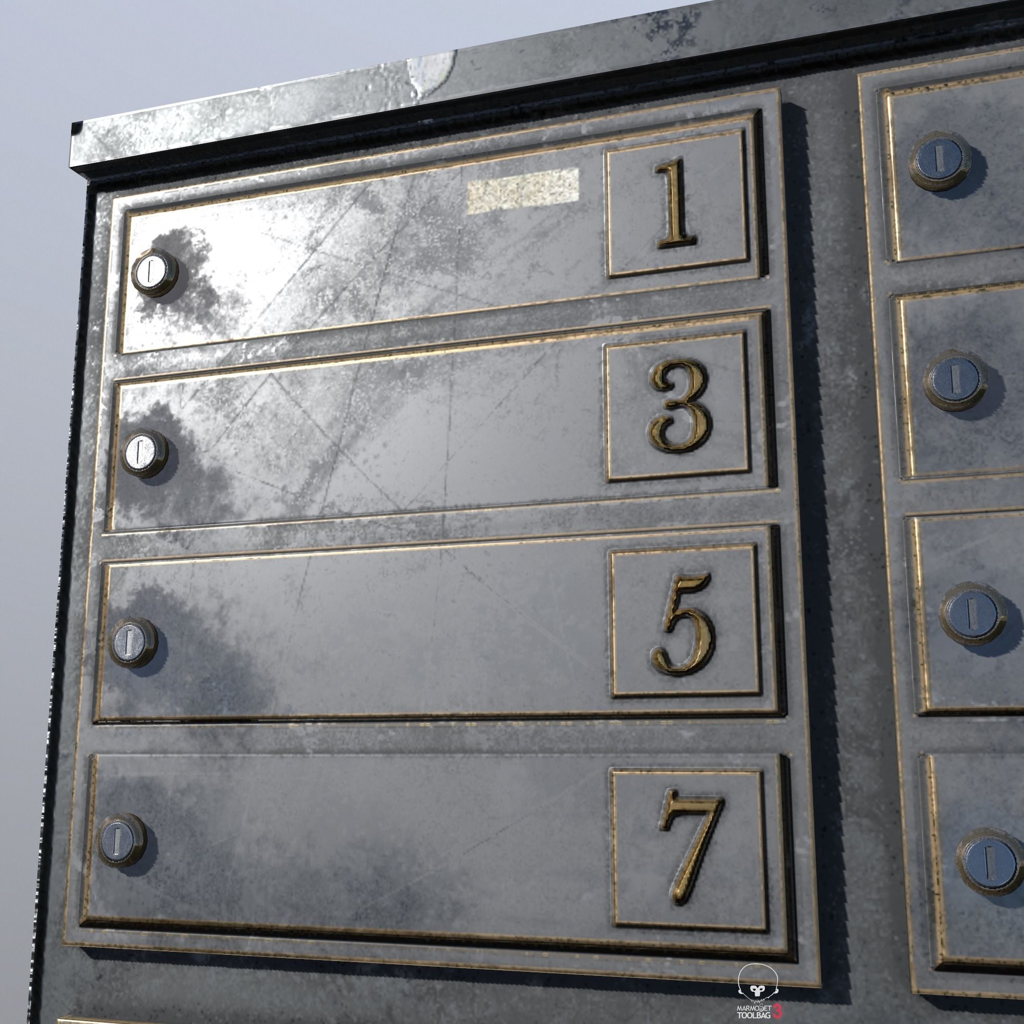 Old Mailbox Low Poly PBR Low-poly 3D model_4