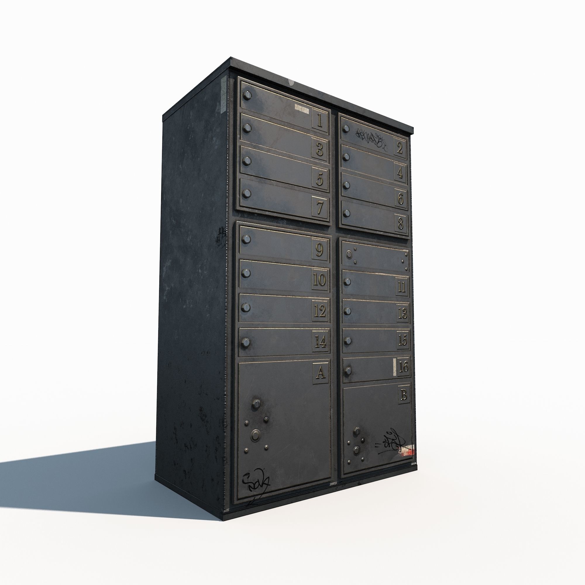 Old Mailbox Low Poly PBR Low-poly 3D model_1