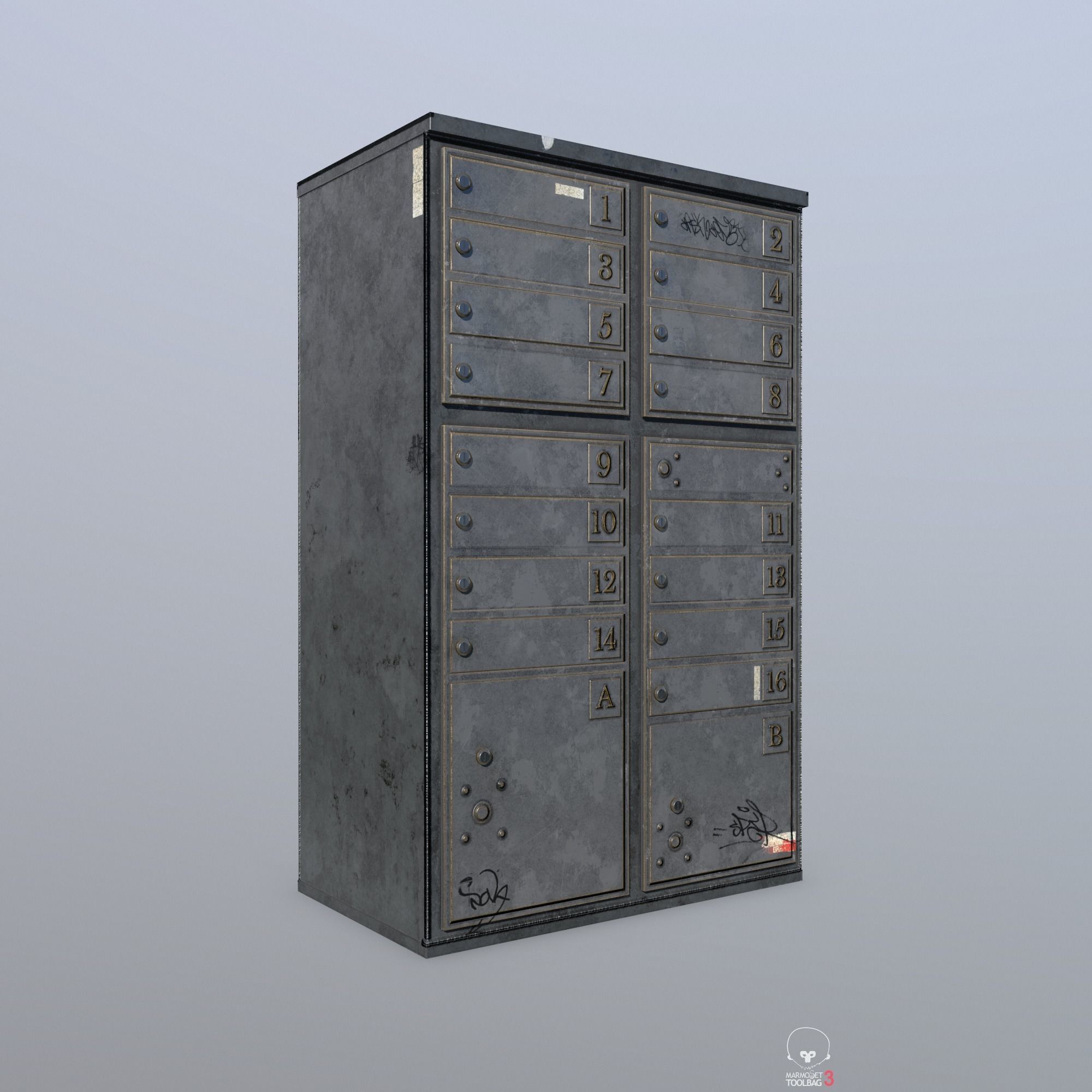 Old Mailbox Low Poly PBR Low-poly 3D model_5
