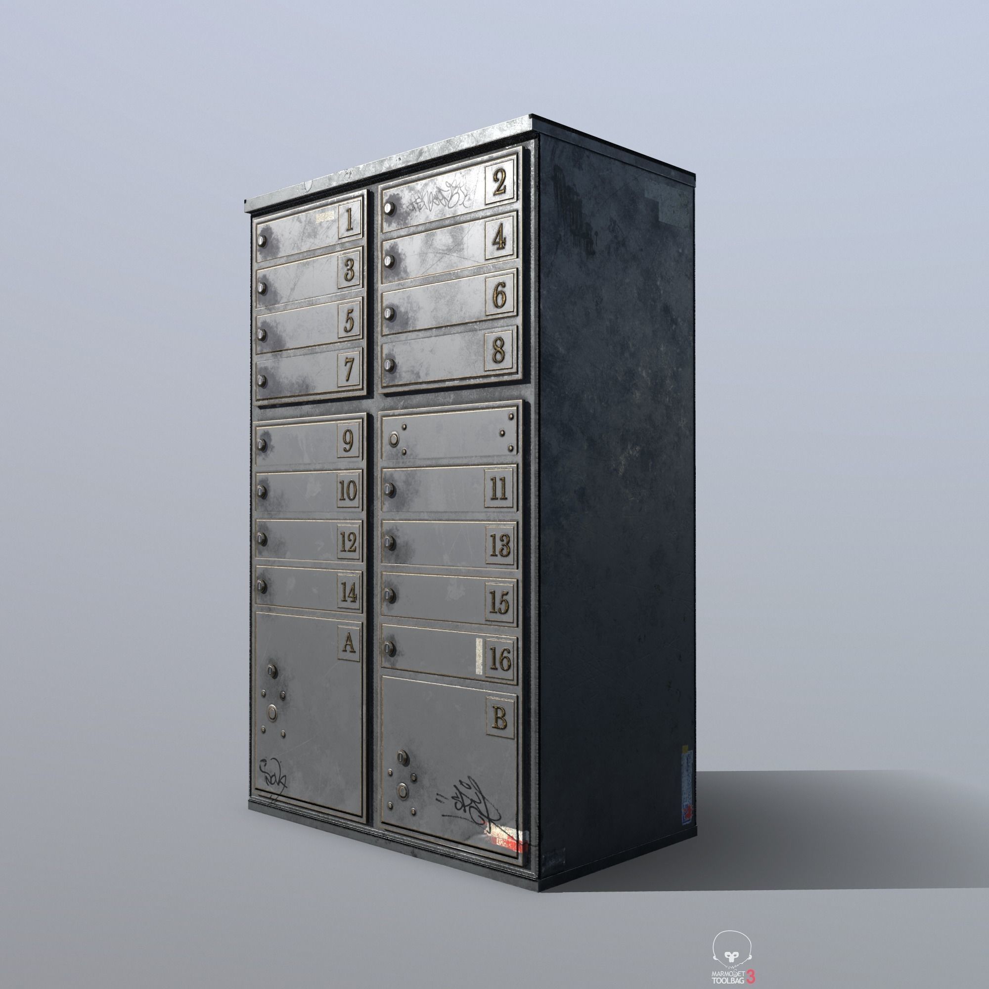 Old Mailbox Low Poly PBR Low-poly 3D model_6