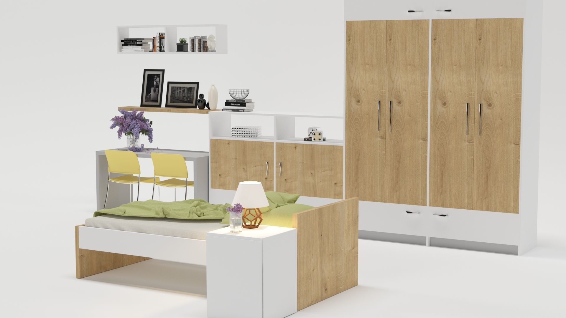 Bedroom furniture set  3D model_4