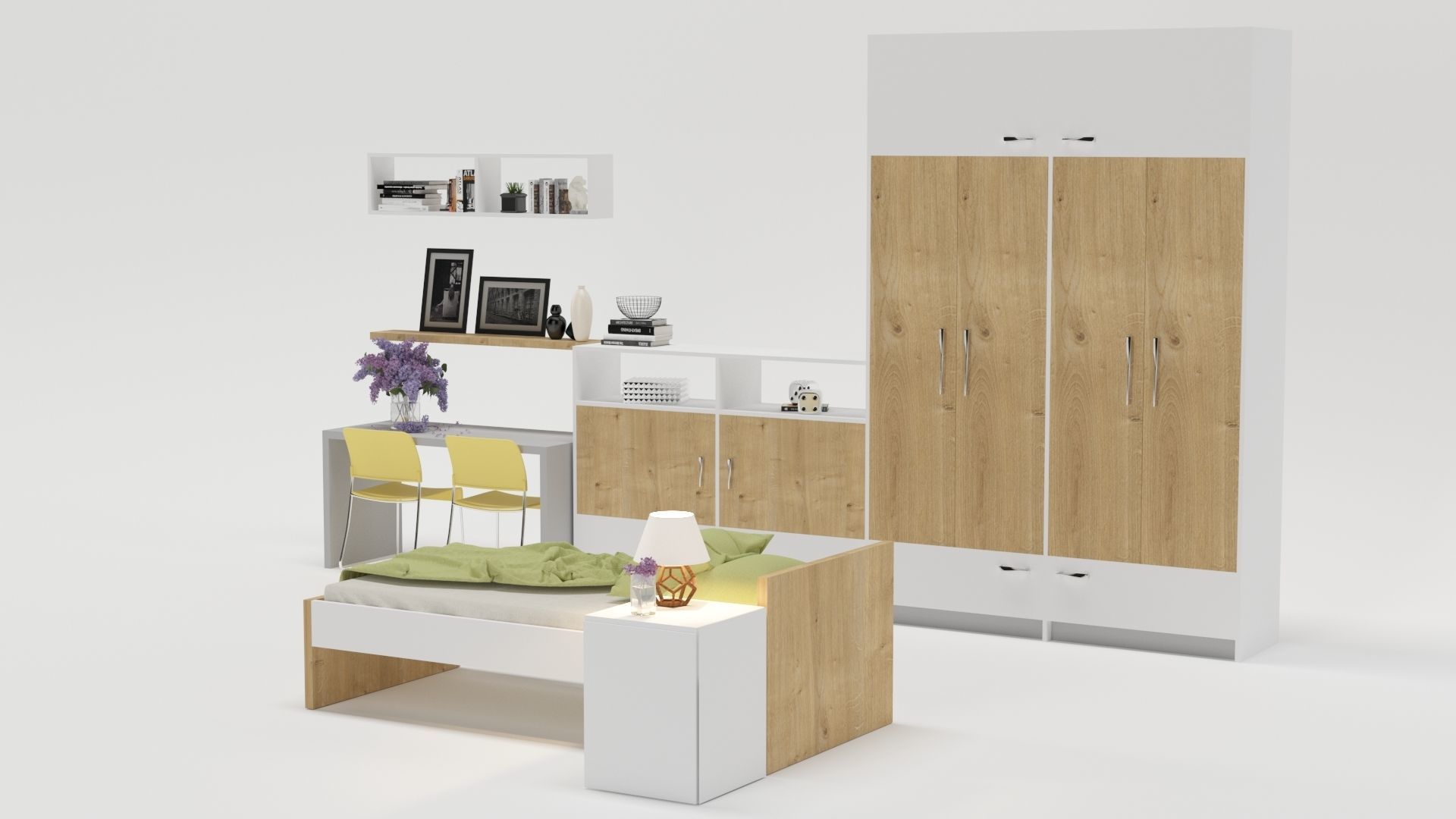 Bedroom furniture set  3D model_2